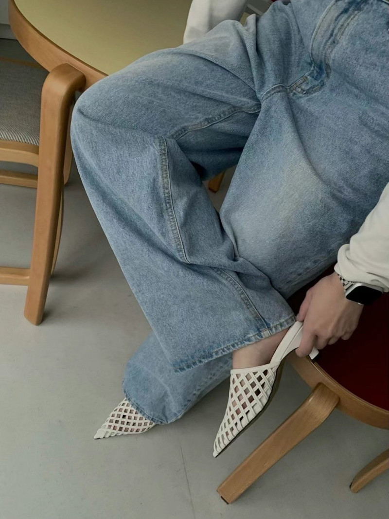 尖頭網格低跟拖鞋 Size:36-40