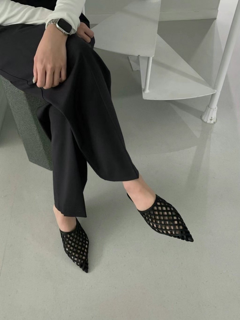 尖頭網格低跟拖鞋 Size:36-40